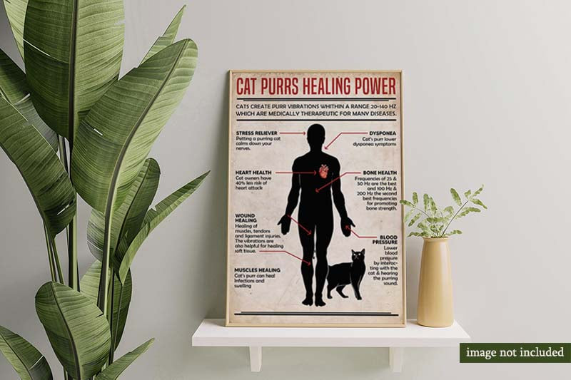 Skitongifts Wall Decoration, Home Decor, Decoration Room Cat Purrs Healing Power-MH2009