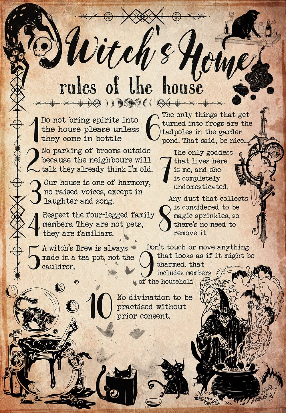Cat Witch's Home Rules Of The House For Halloween