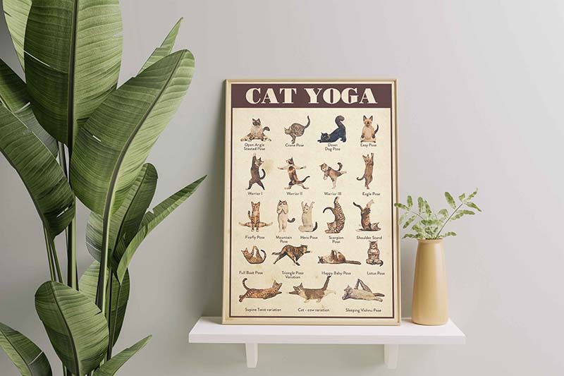 Skitongifts Wall Decoration, Home Decor, Decoration Room Cat Yoga-TT2809