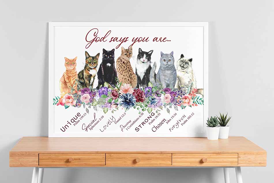 Cats God Says You Are Unique Special Lovely Precious-TT2508