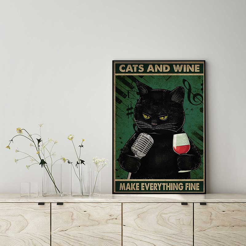 Cats and Wine Make Everything Fine Vintage TTK0908