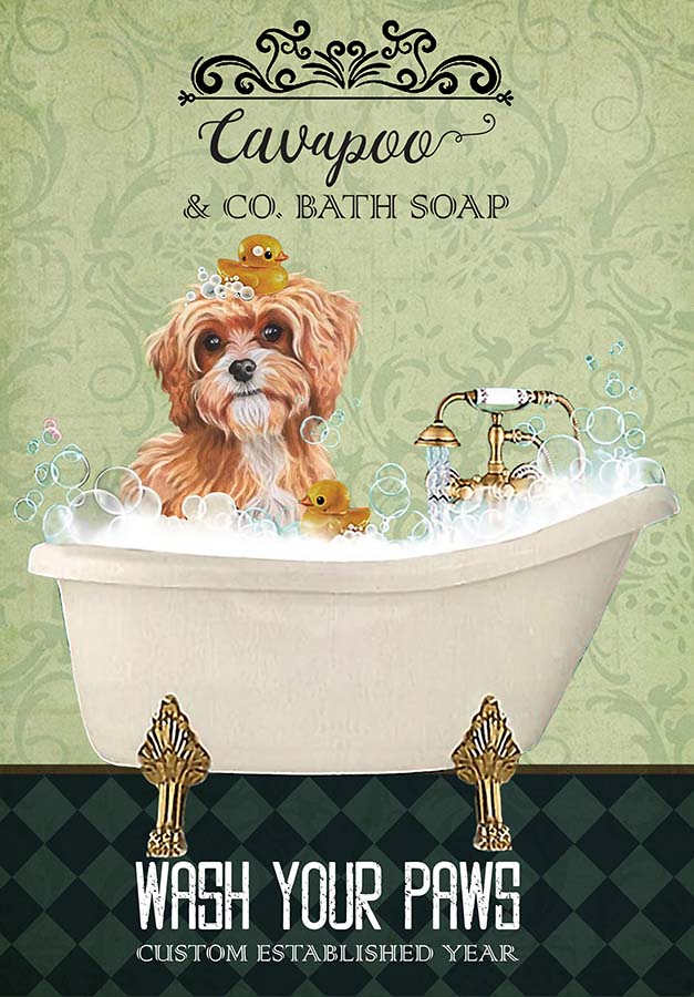 Cavapoo Dog In Bathtub Bath Soap Established Wash Your Paws TT0309