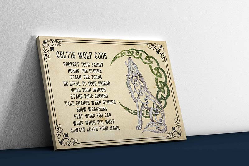 Skitongifts Wall Decoration, Home Decor, Decoration Room Celtic Wolf Code Protect Your Family-TT2911