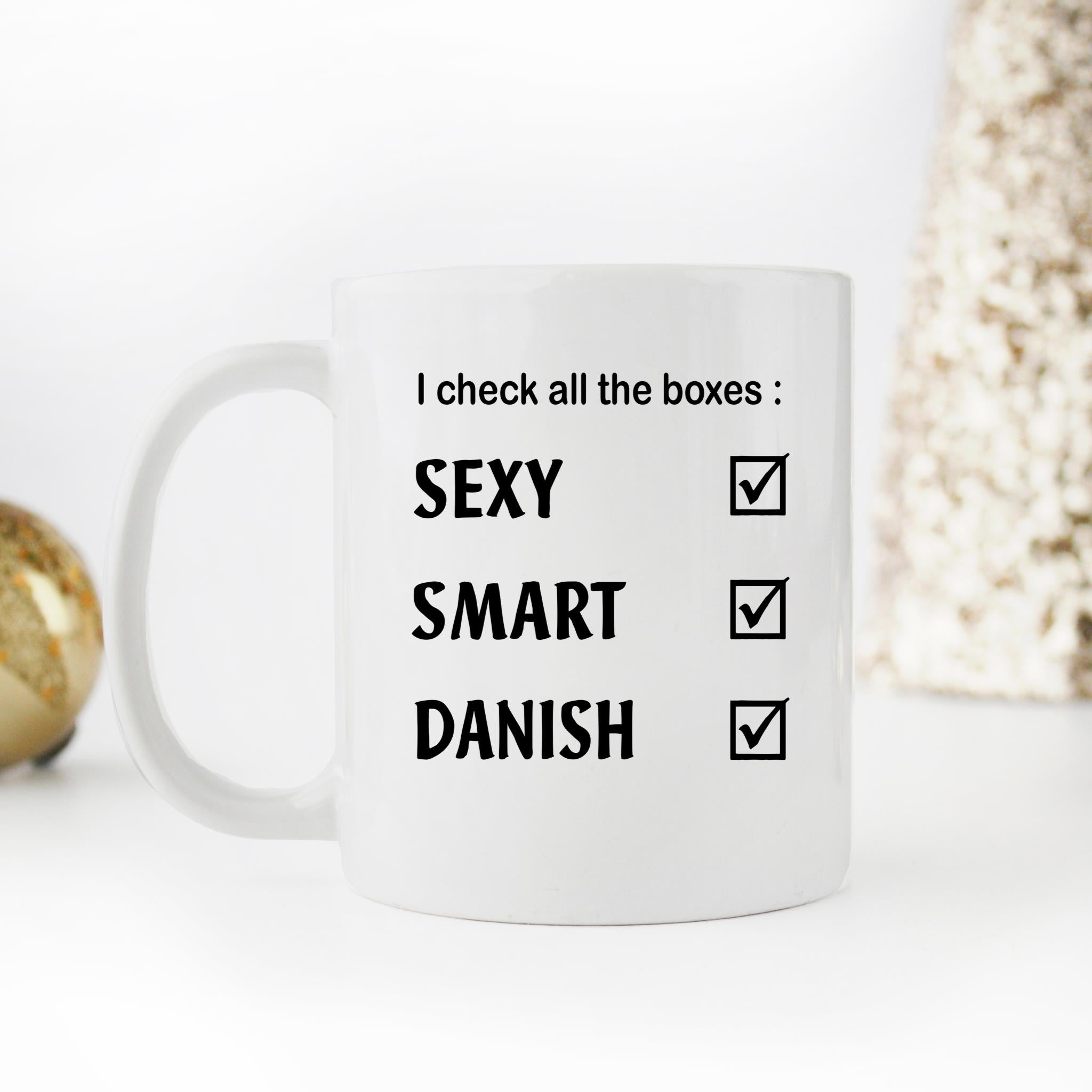 Skitongifts Funny Ceramic Novelty Coffee Mug Check All Boxes Sexy Smart Danish HLZTNjO