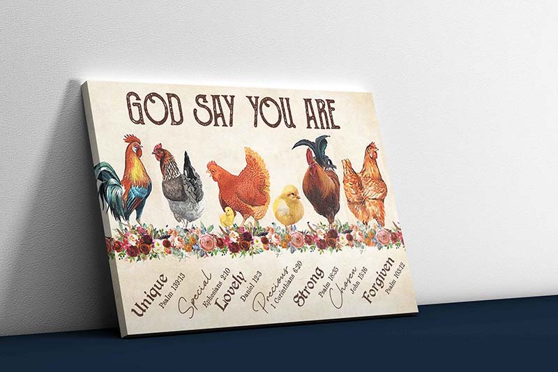 Skitongifts Wall Decoration, Home Decor, Decoration Room Chicken Horizontal God Says You Are-TT2303
