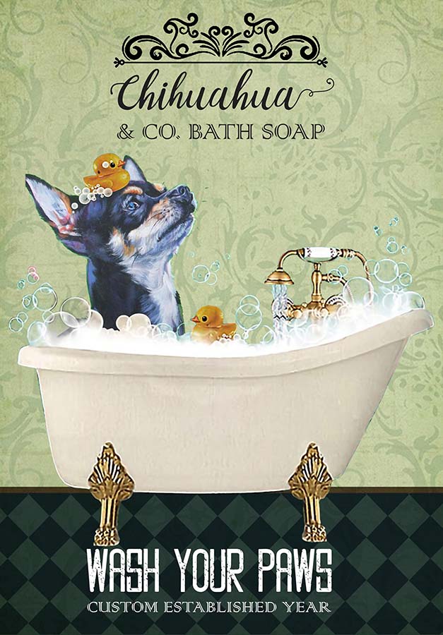 Chihuahua Dog In Bathtub Bath Soap Established Wash Your Paws TT0309