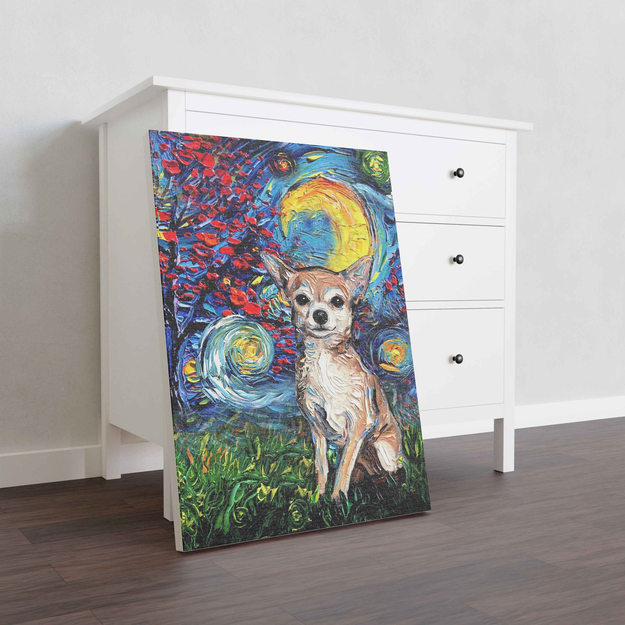 Skitongifts Poster No Frame, Wall Art, Home Decor Chihuahua Dog Starry Night Style Halloween-TT1008