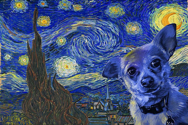 Chihuahua Dog Van Gogh Style Starry Night-TT0409