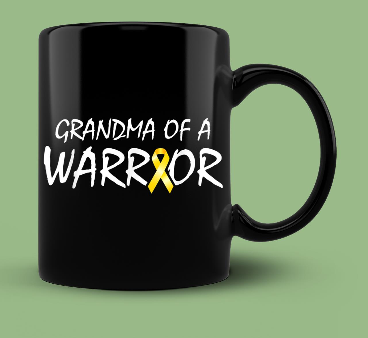 Skitongift Ceramic Novelty Coffee Mug Childhood Cancer Awareness Mug Grandma of a Warrior Childhood Cancer Awareness Ribbon