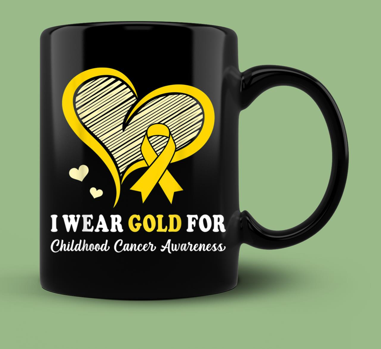 Skitongift Ceramic Novelty Coffee Mug Childhood Cancer Awareness Mug I Wear Gold For Childhood Cancer Hope and Support Cute Heart