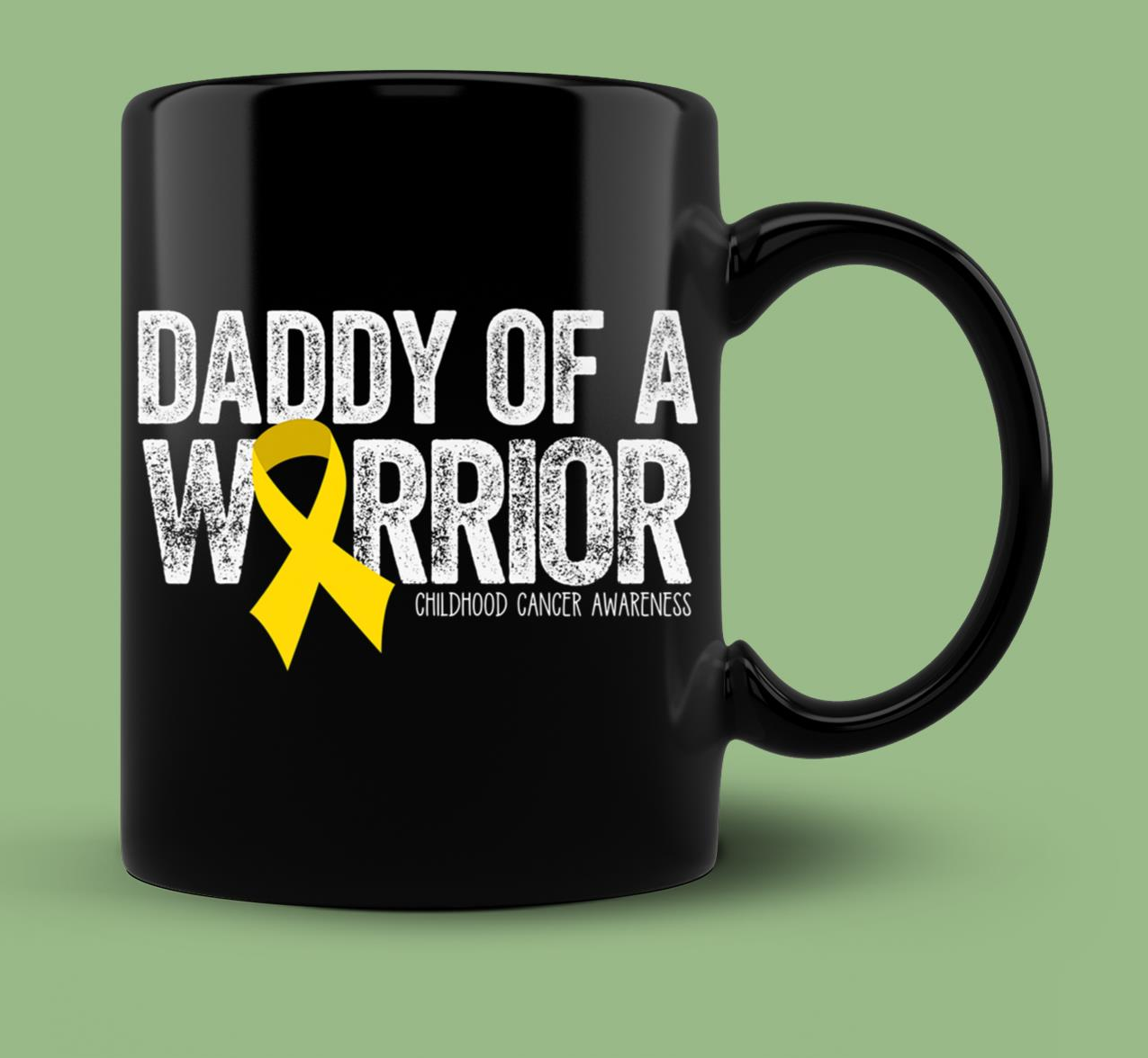 Skitongift Ceramic Novelty Coffee Mug Childhood Cancer Awareness Mug Mens Daddy of a Warrior Dad Ribbon