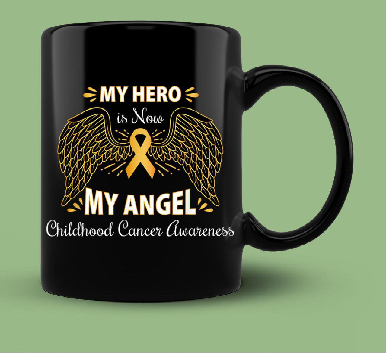 Skitongift Ceramic Novelty Coffee Mug Childhood Cancer Awareness Mug My Hero Is Now My Angel