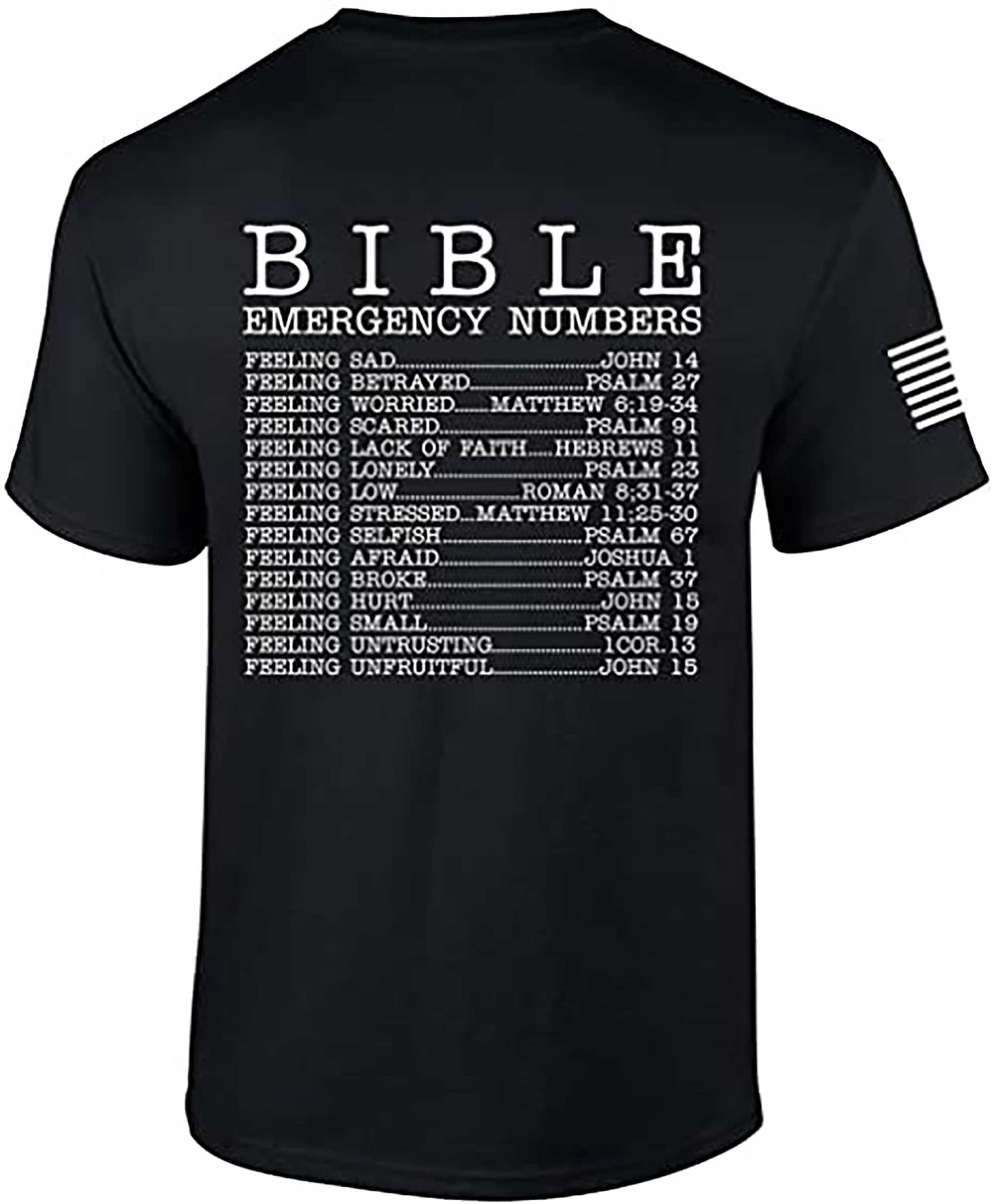 Skitongift Christian Bible Emergency Numbers Scripture Short Sleeve T Shirt Graphic Tee