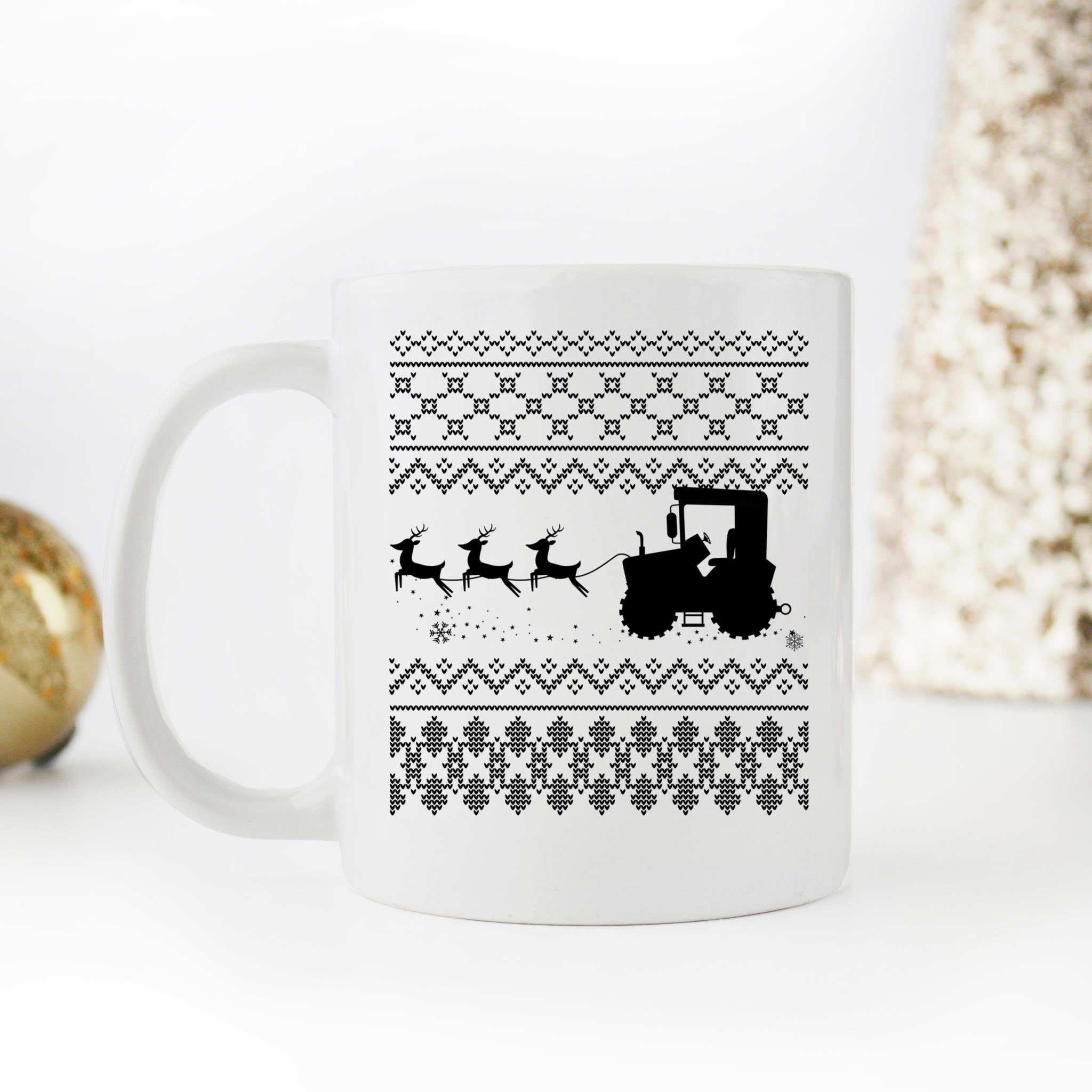 Skitongifts Funny Ceramic Novelty Coffee Mug Christmas  Sleigh Reindeer Funny MlTAWY5