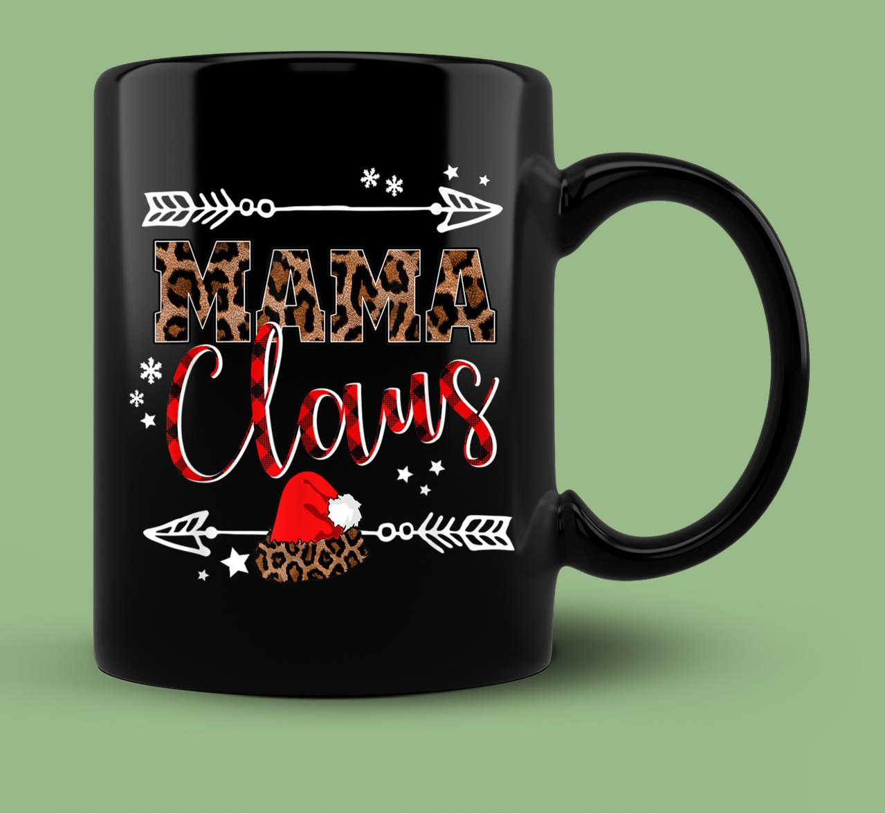 Skitongift Ceramic Novelty Coffee Mug Christmas Gifts For Mom Mama Claus Santa Plaid Leopard Print Family Women Mug