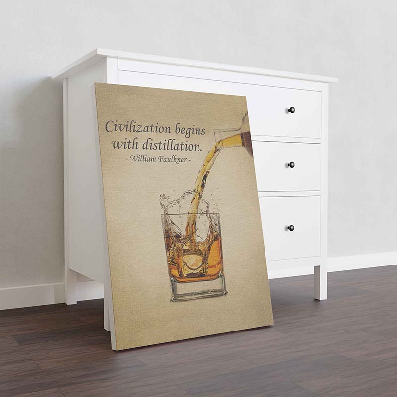 Skitongifts Wall Decoration, Home Decor, Decoration Room Civilization Begins With Disillation Quote-TT3010