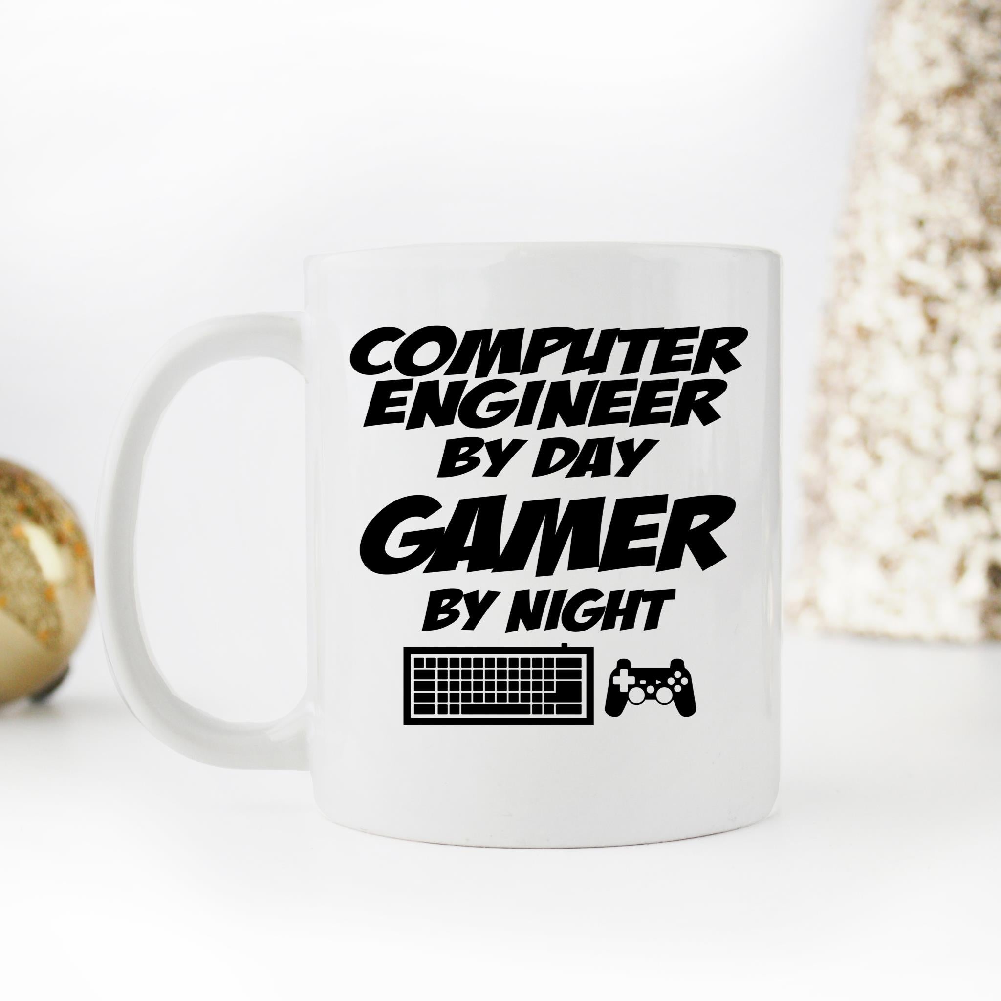 Skitongifts Funny Ceramic Novelty Coffee Mug Computer Engineer By Day Gamer By Night 67ImCZD