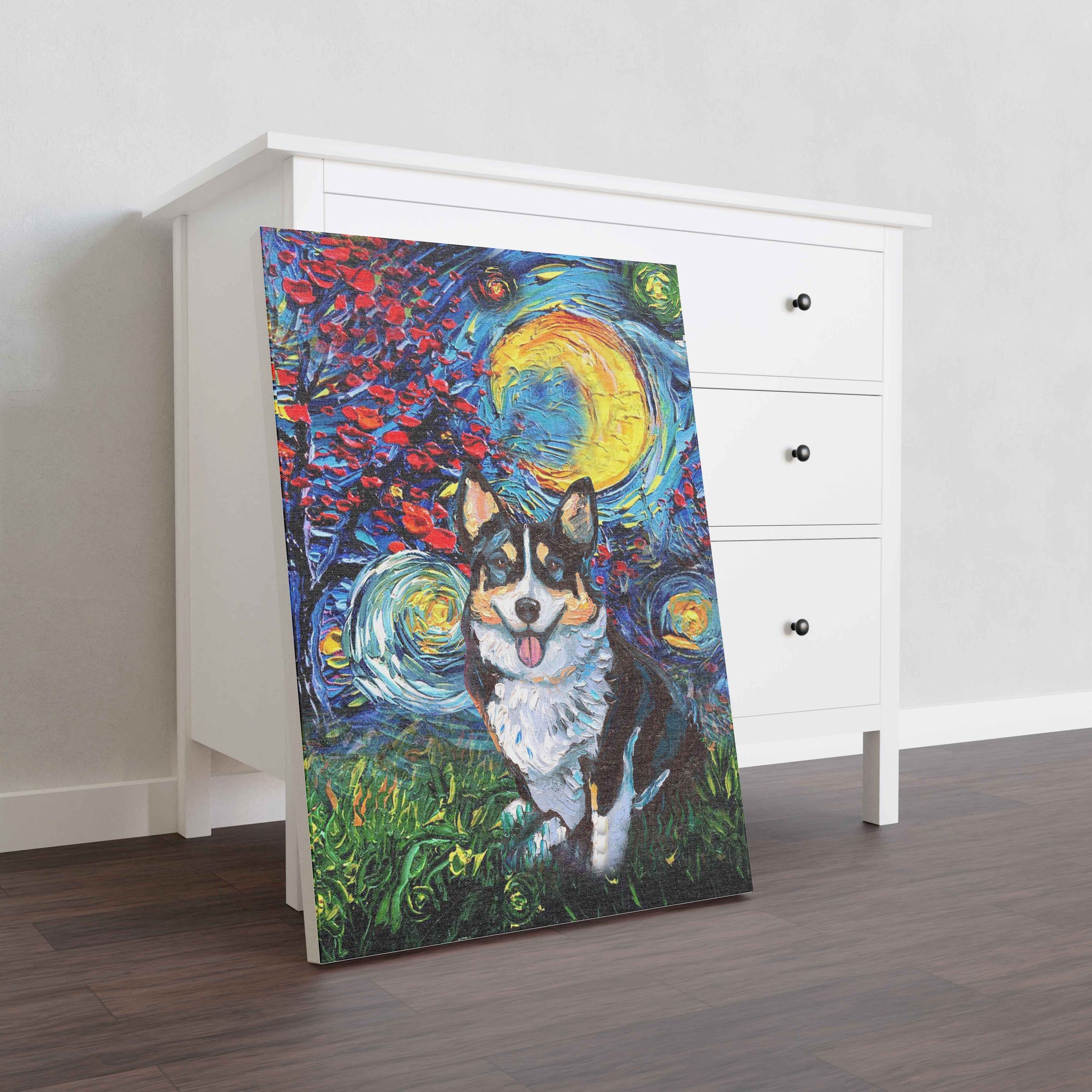 Skitongifts Poster No Frame, Wall Art, Home Decor Corgi Dog Starry Night Style Halloween-TT1008