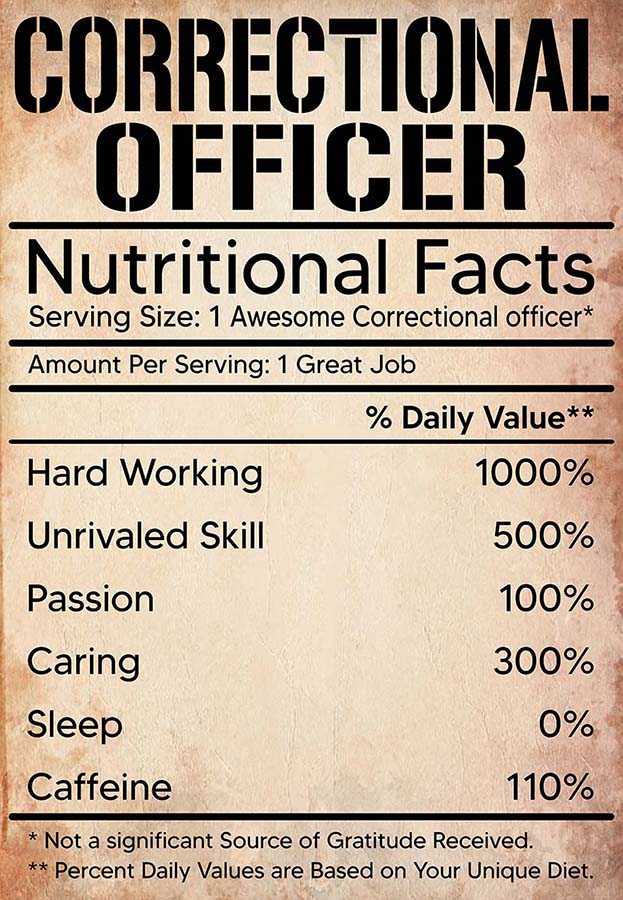 Correctional Nutritional Facts Label-MH2409
