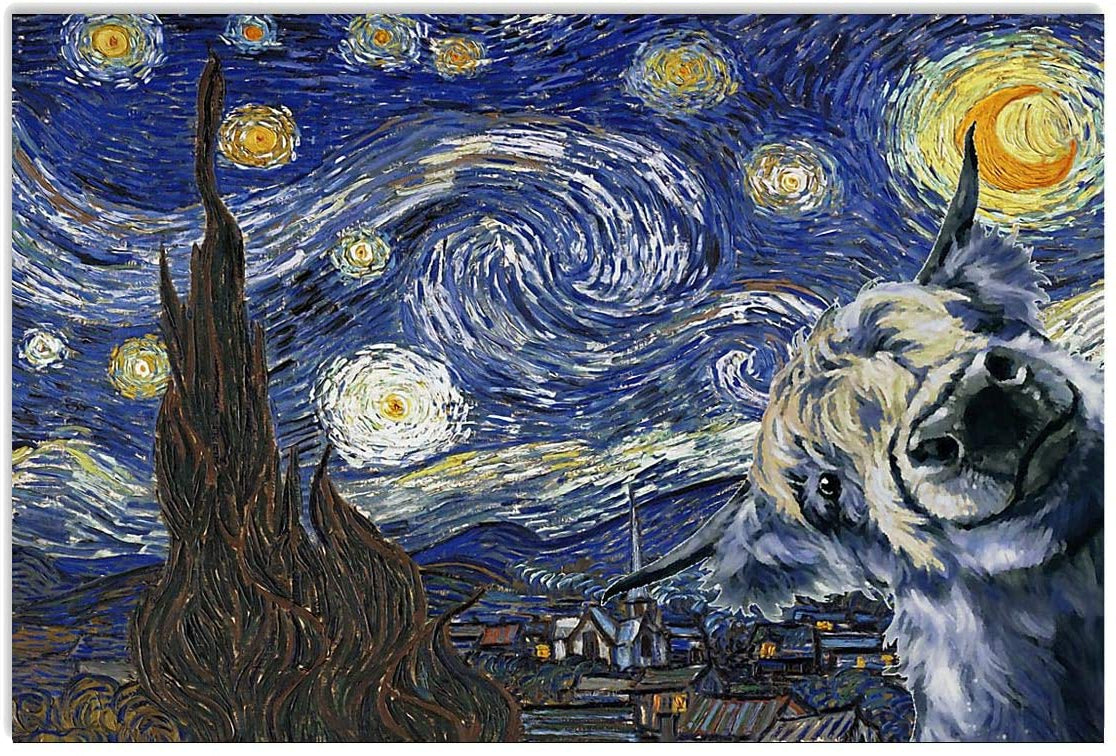 Cow Starry Night Van Gogh Paiting Inspiring Horizontal