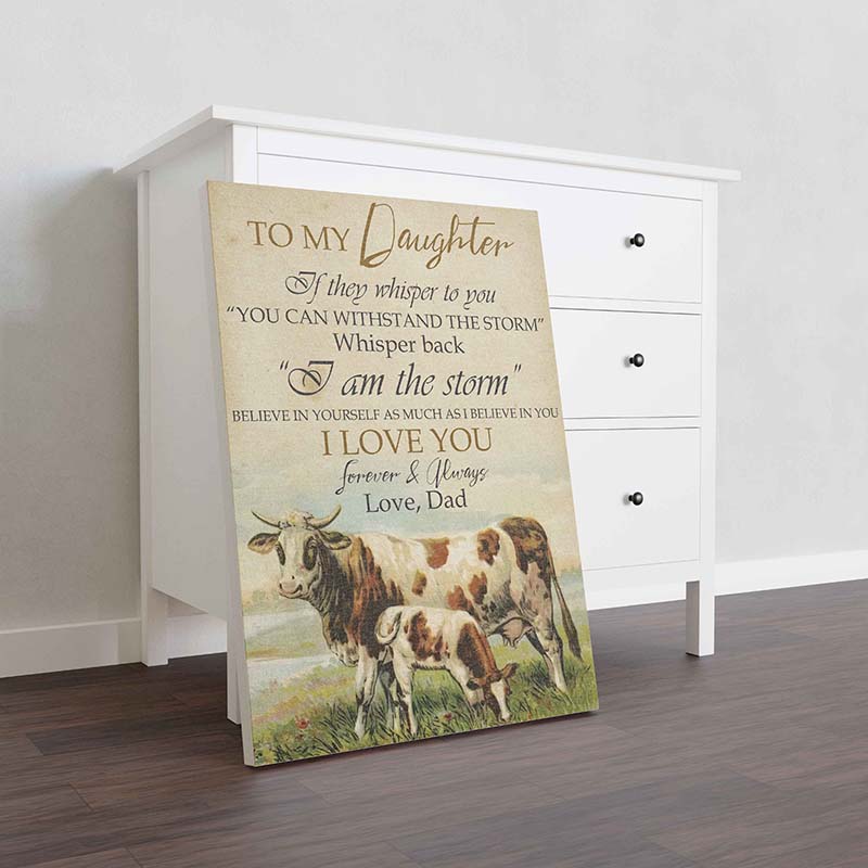 Skitongifts Wall Decoration, Home Decor, Decoration Room Cow To My Daughter I Love You-TT1211