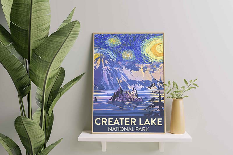 Crater Lake National Park Starry Night Style-TT0311