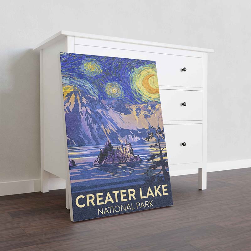 Skitongifts Wall Decoration, Home Decor, Decoration Room Crater Lake National Park Starry Night Style-TT0311