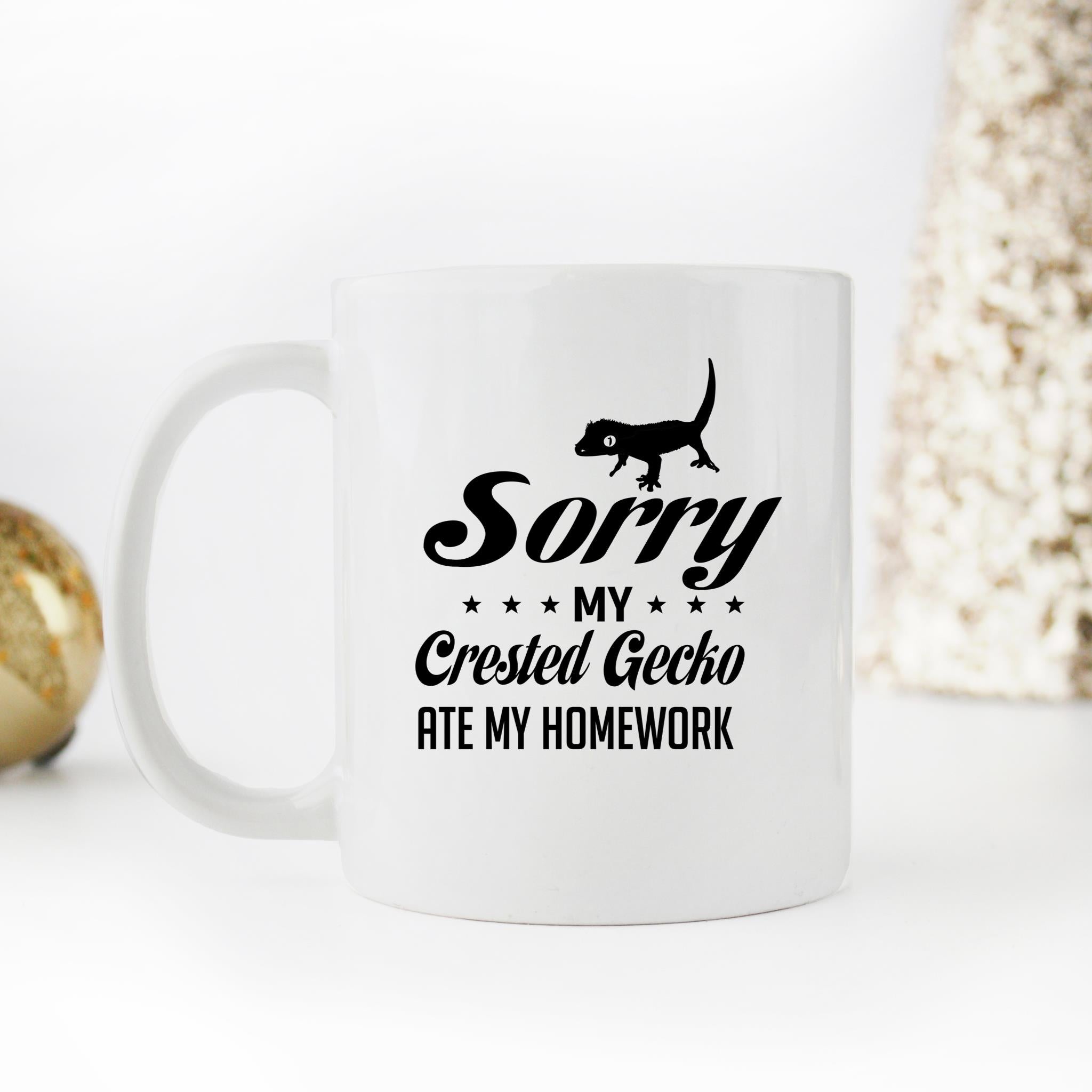 Skitongifts Funny Ceramic Novelty Coffee Mug Crested Gecko Ate My Homework Cute For Animal Lovers BSTrkoq