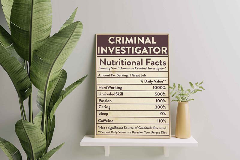Criminal Investigator Nutritional Facts Label-TT1210