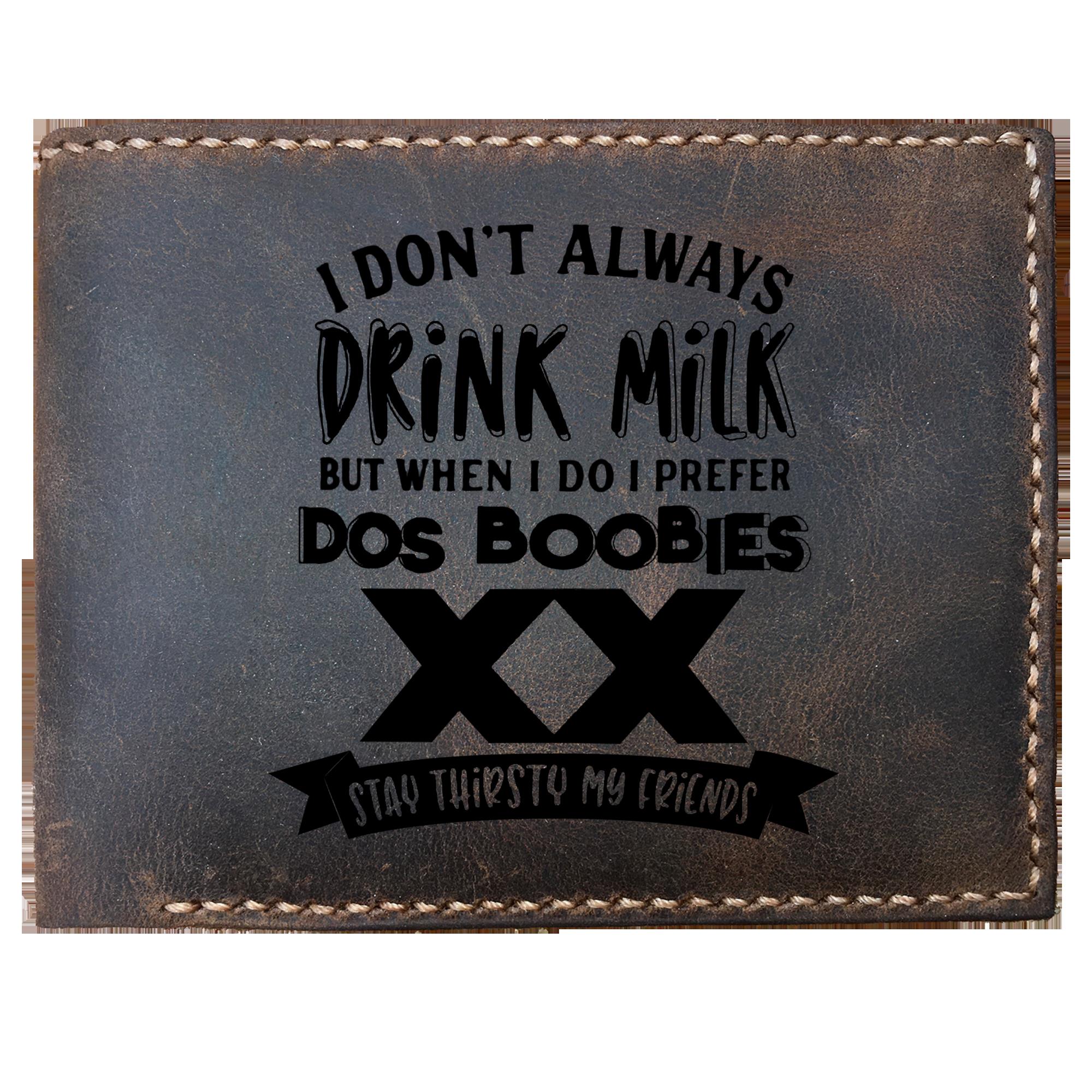 Skitongifts Funny Custom Laser Engraved Bifold Leather Wallet For Men, Crude Humor Stay Thirsty My Friends