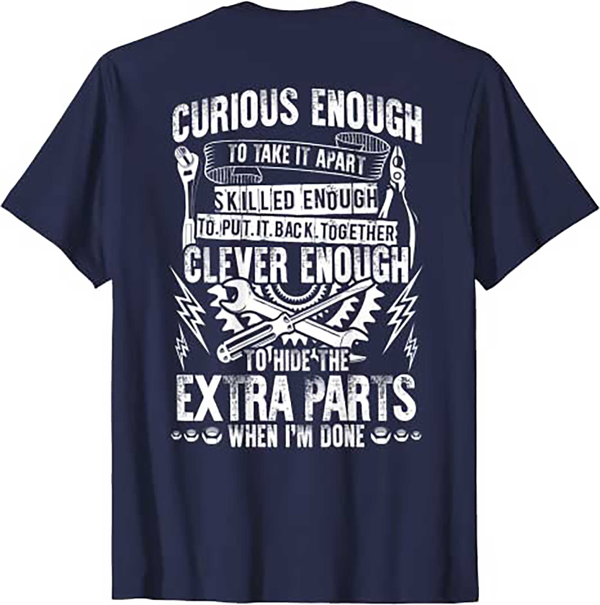Skitongifts Curious, Skilled And Clever, Funny Car Auto Truck Mechanic T Shirt