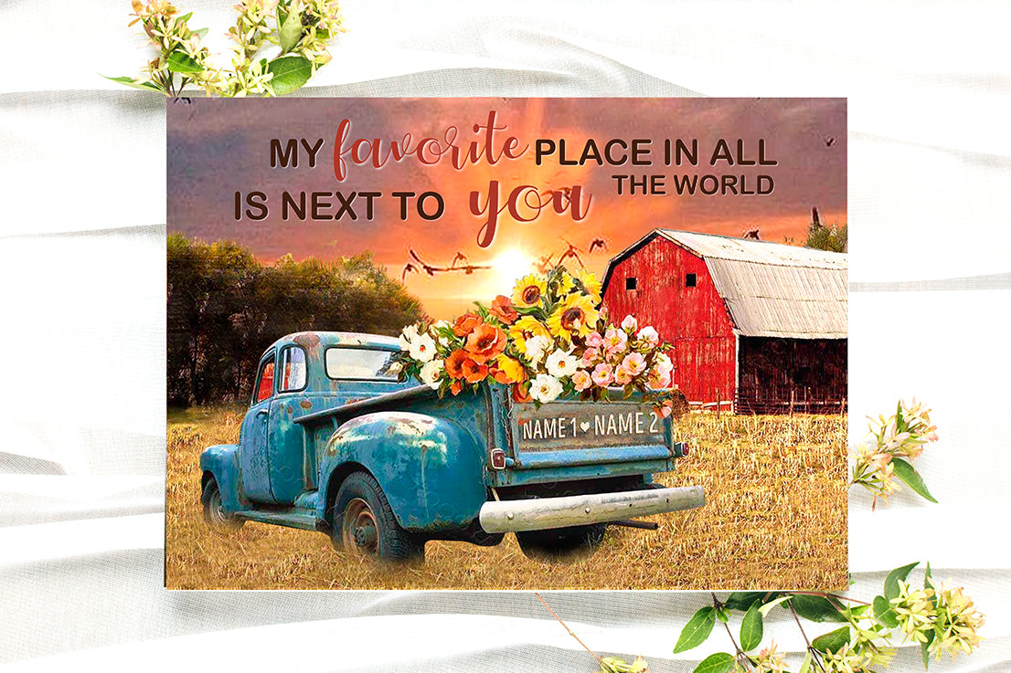 Custom Couple Names With Gorgeous Flower Pickup Truck My Favorite Place