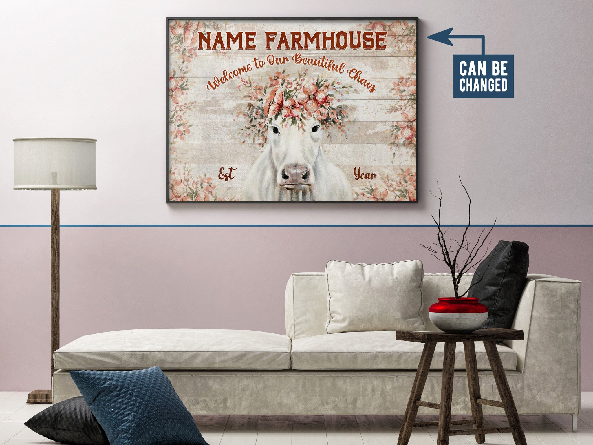 Custom Family Name And Established Year Welcome To Our Beautiful Chaos Wall Art For Farmhouse Landscape