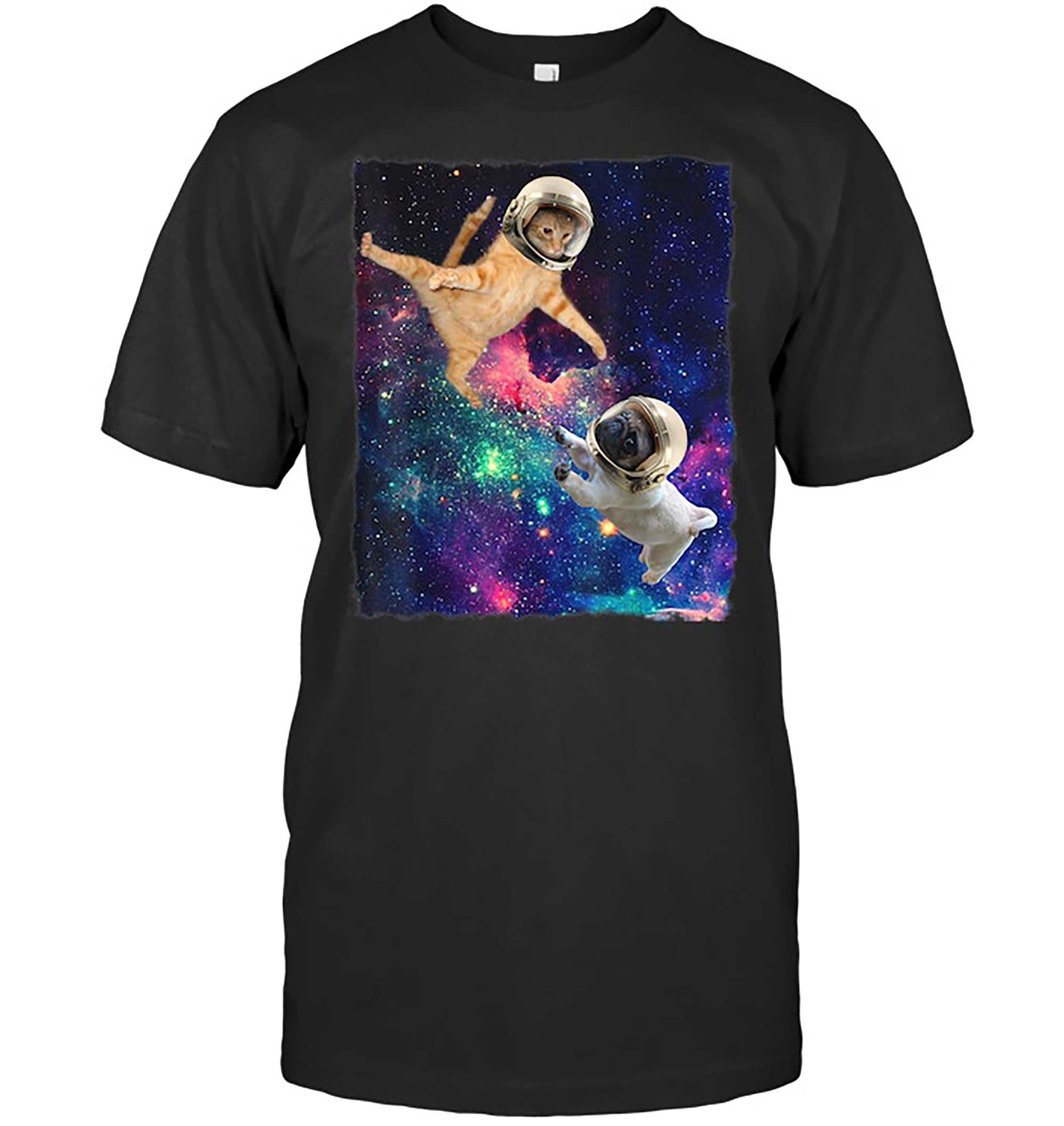 Skitongift-Cute-Space-Cat-Vs-Space-Dog-Galaxy-Funny-Shirts-Hoodie-Sweater-Short-Sleeve-Casual-Shirt