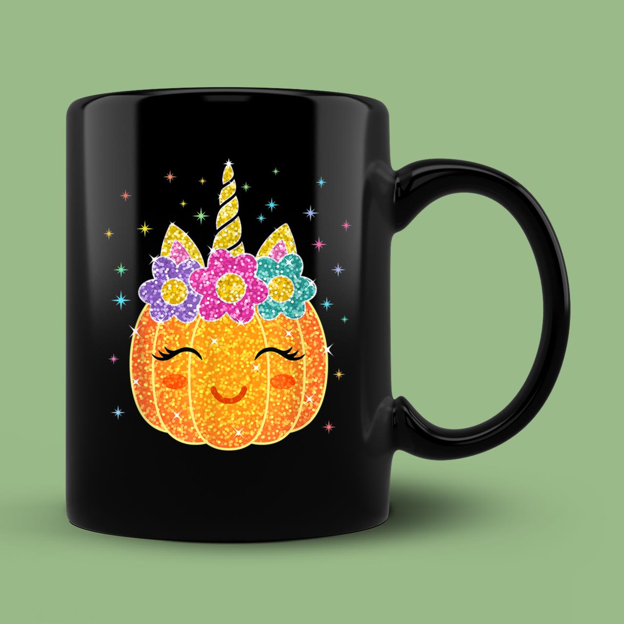 Skitongift Spooky Ceramic Novelty Coffee Mug Cute Unicorn Pumpkin Halloween Thanksgiving Mug