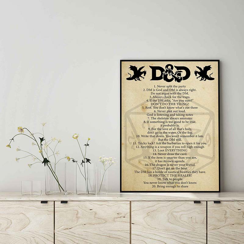 Skitongifts Wall Decoration, Home Decor, Decoration Room D&D Never Split The Party TT1203