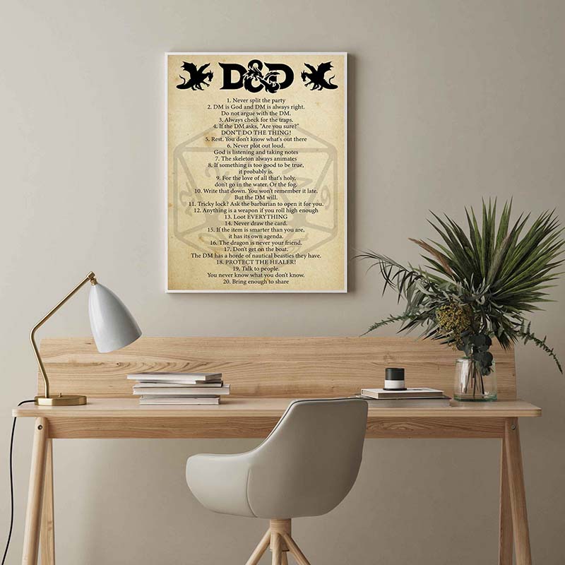 Skitongifts Wall Decoration, Home Decor, Decoration Room D&D Never Split The Party TT1203