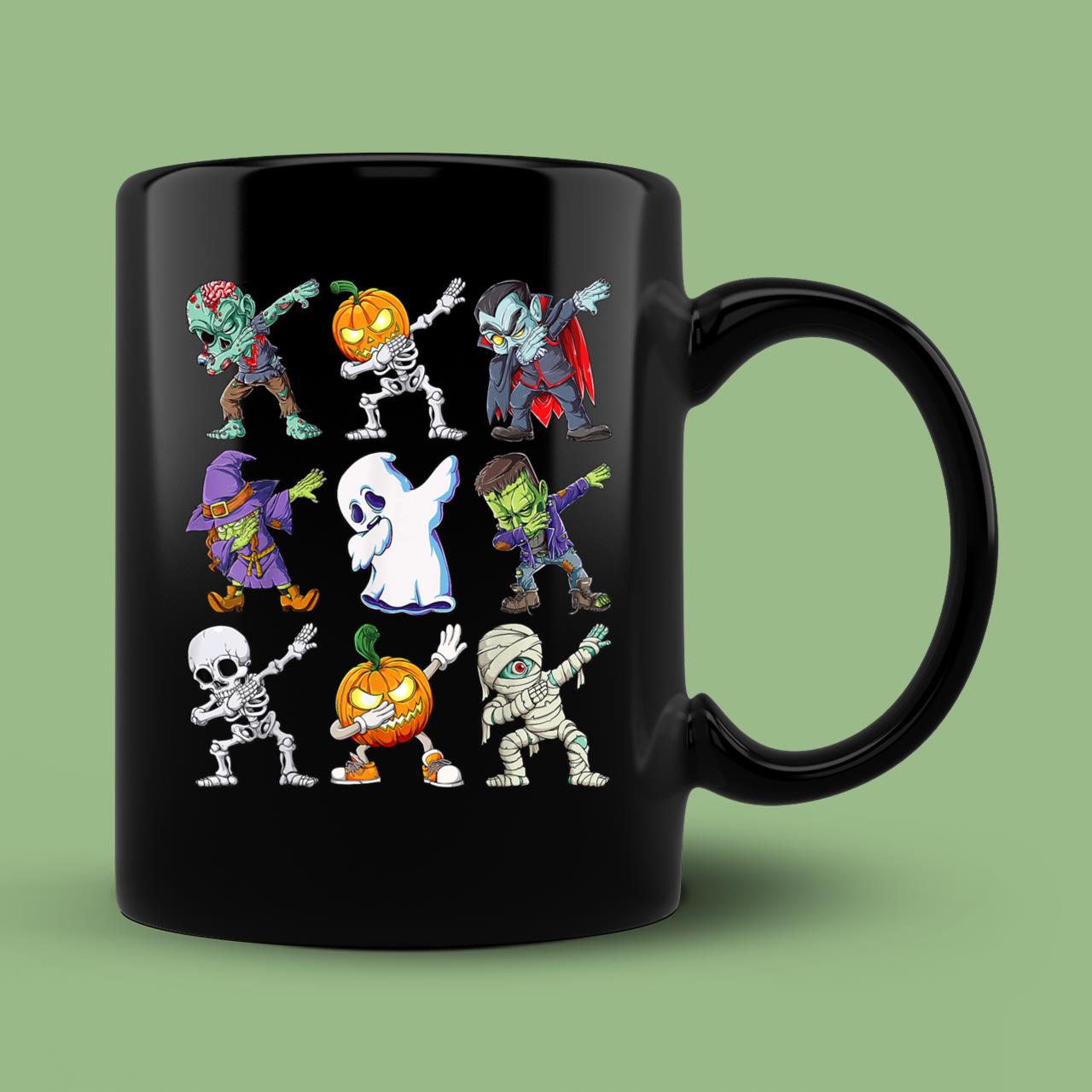 Skitongift Ceramic Novelty Coffee Mug Dabbing Spooky Halloween Boys Skeleton Zombie Scary Mug