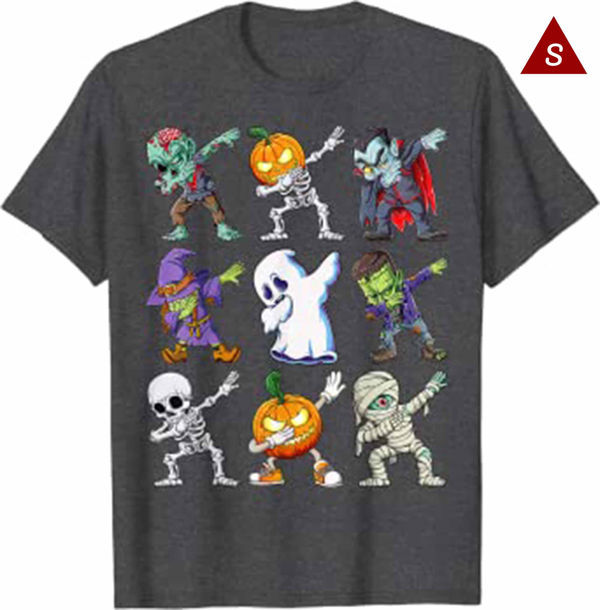 Skitongift Dabbing Halloween Boys Skeleton Zombie Scary Pumpkin Mummy T Shirt