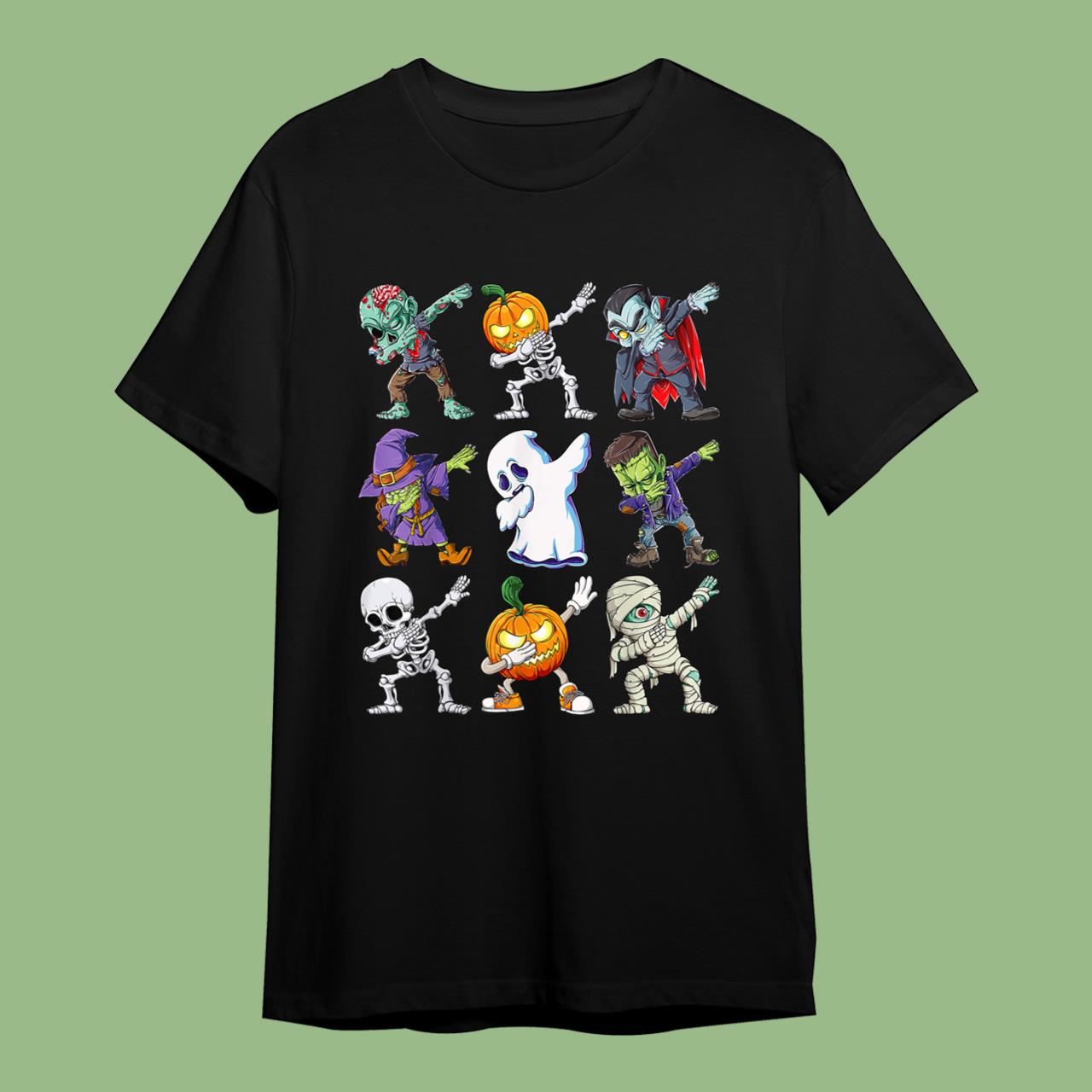 Skitongift Dabbing Halloween Boys Skeleton Zombie Scary T-Shirt