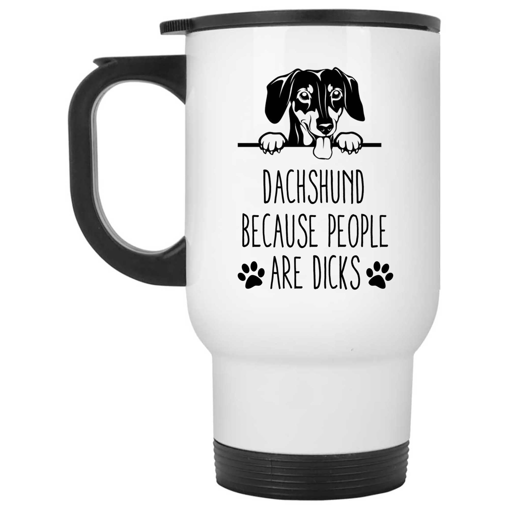 Skitongifts Coffee Mug Funny Ceramic Novelty Dachshund Because People Are Dicks ospVWcE