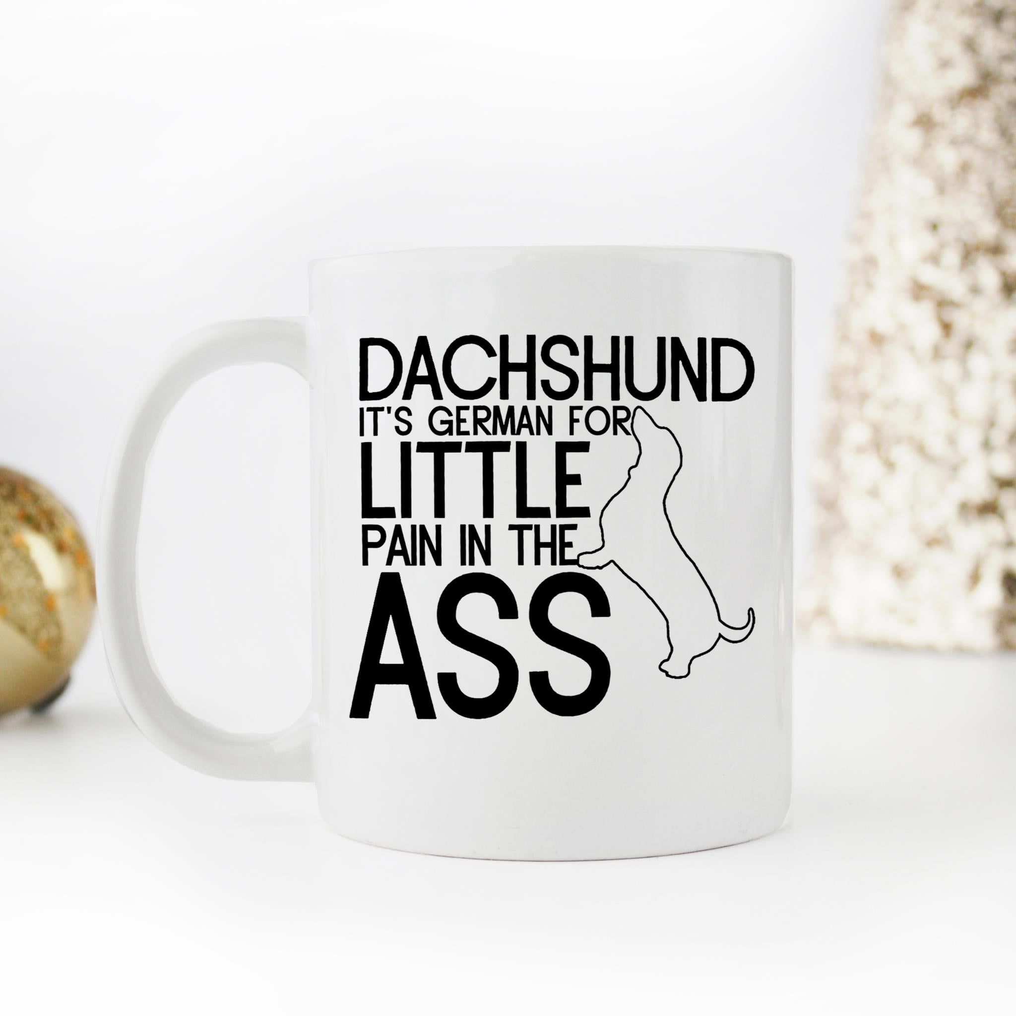 Skitongifts Funny Ceramic Novelty Coffee Mug Dachshund It Means Little Pain In German pjiM19c