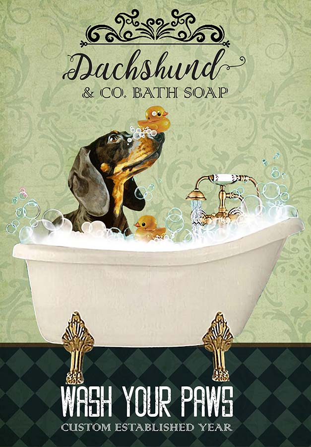 Dachshund Dog In Bathtub Bath Soap Established Wash Your Paws TT0309