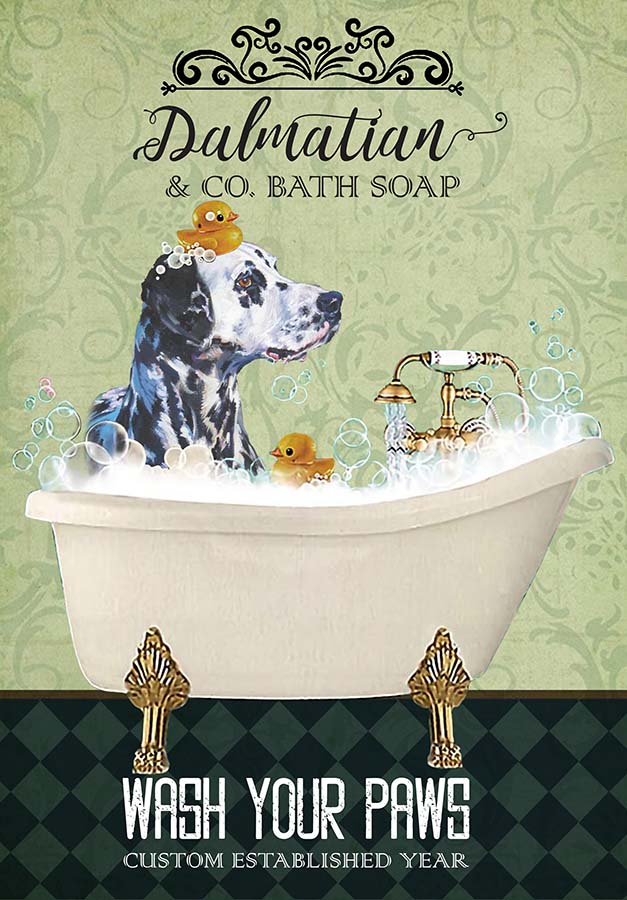 Dalmatian Dog In Bathtub Bath Soap Established Wash Your Paws TT0309