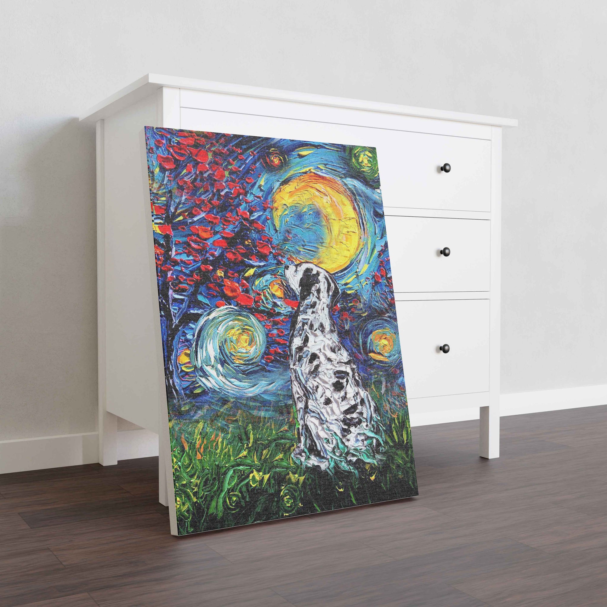 Skitongifts Poster No Frame, Wall Art, Home Decor Dalmatian Dog Starry Night Style Halloween-TT1008