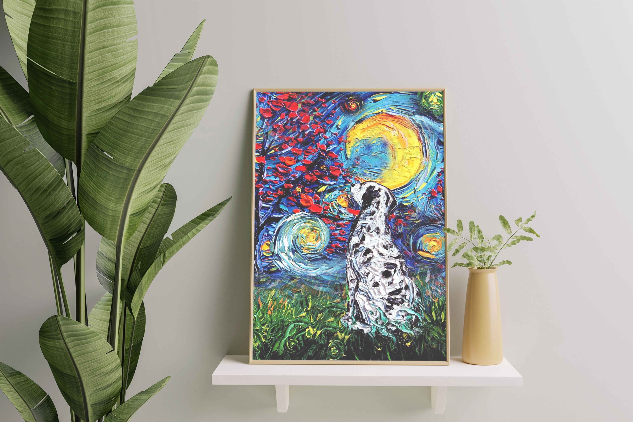 Skitongifts Poster No Frame, Wall Art, Home Decor Dalmatian Dog Starry Night Style Halloween-TT1008