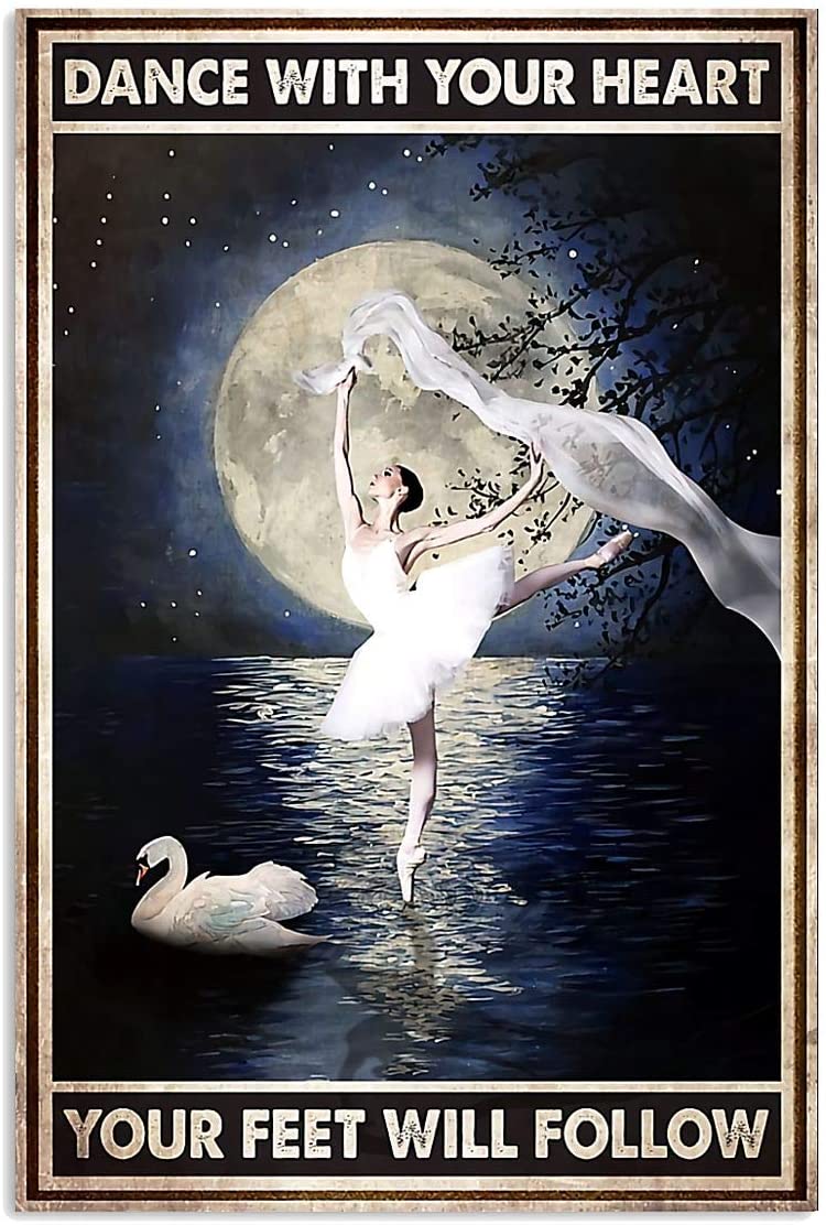 Dance With Your Heart Your Feet Will Follow Ballet Quote Wjite Dress Girl Woman Moon Lake