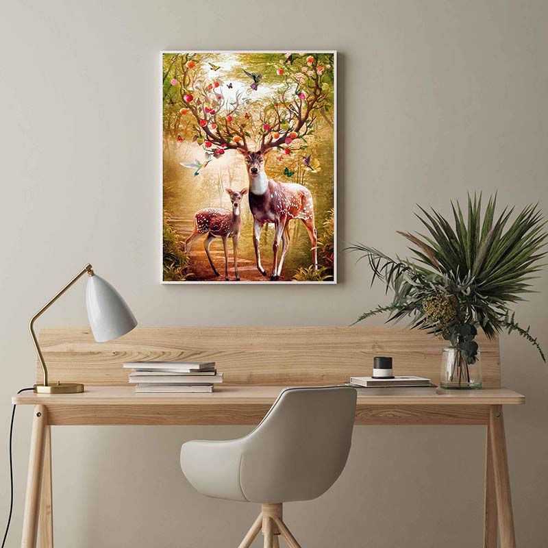 Skitongifts Wall Decoration, Home Decor, Decoration Room Deer Mother Baby Seasons Change TT1203