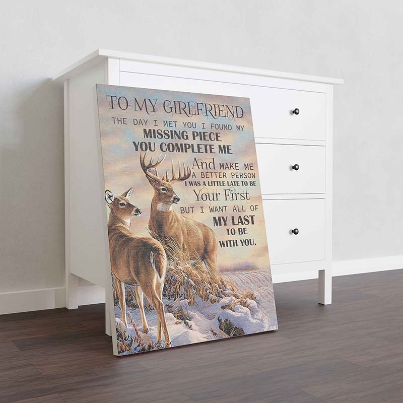 Skitongifts Wall Decoration, Home Decor, Decoration Room Deer To My Girlfriend I Found My Messing Piece You Complete Me TT2112
