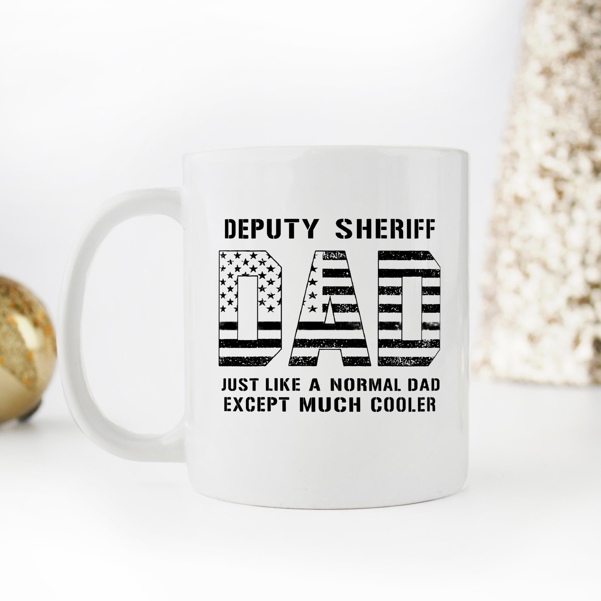 Skitongifts Funny Ceramic Novelty Coffee Mug Deputy Sheriff Dad Is Serve Protect Thin Blue Line Q2RM7kO